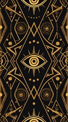 Abstract gold geometric pattern on black background