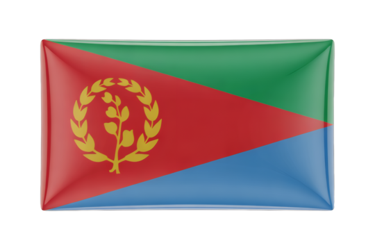 Eritrea's national flag emblem badge in a glossy, modern design, representing pride and unity, perfect for travel or culture content.