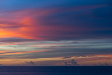 Dramatic red, blue and yellow sky on a Sunday sunset.