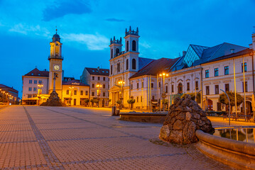 Fototapeta premium Sunrise panorama of the Slovak national uprising square in Bansk