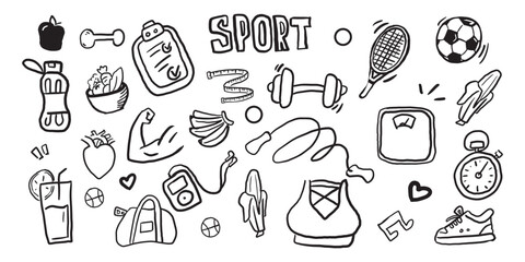 sport related doodle hand draw vector illustration design © taufiq