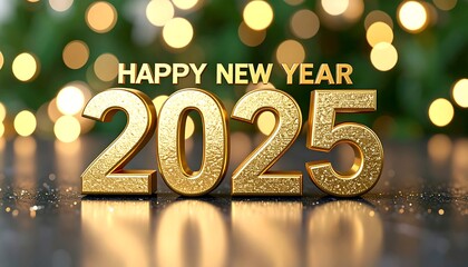 Golden 2025 Happy New Year Graphic Design.