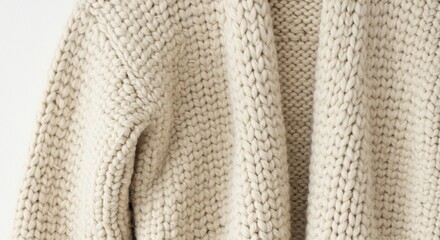 温かい風合い 柔らかな肌触り 優しいベージュのニットカーディガン. AI Generated