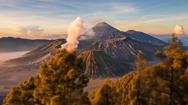 Spectacular sunrise over Mount Bromo volcano in Indonesia: A breathtaking nature scene