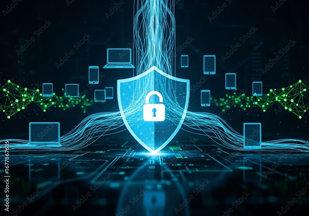 Poster protecting digital data with encryption technology in a virtual environment