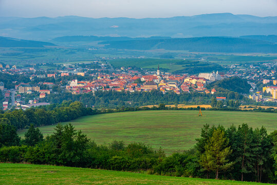Panorama view of Slovakian town Levoca from Marianska hora
