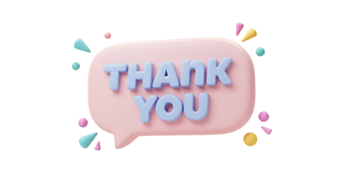 A sincere Thank You bubble message expressing gratitude and appreciation on a clean black digital