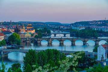 Obraz premium Bridges over Vltava river viewed from Letna in Prague, Czech rep