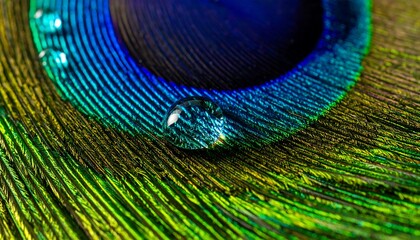 Detailed close-up of a peacock feather