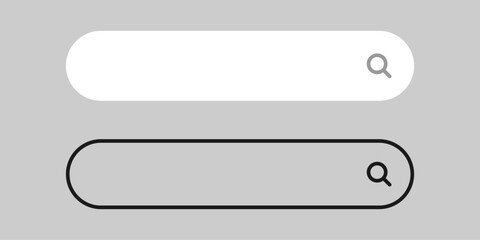 Fototapeta premium Search bar frame with magnifying glass icon and mouse cursor icon, Internet search box template with magnifier icon for web page internet browser