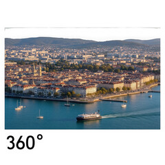 Obraz premium Cityscape over water isolated on transparent background transparent background