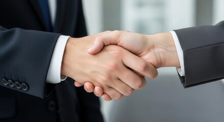Sealing the Deal with a Firm Handshake Between Business Professionals, Perfect for Illustrating Partnerships and Agreements in a Modern and Professional Setting, Showcasing Success