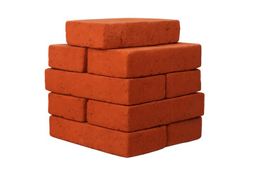 Obraz premium Red brick wall segment neatly stacked, transparent background, featuring clean lines suitable for architectural rendering and construction graphic design projects