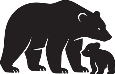 Bear with Cub Vector Silhouette – Wildlife Family Icon
