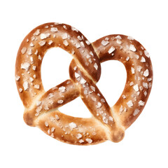Artisanal Pretzel Watercolor Illustration, Transparent Background, Isolated