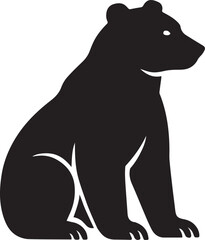 Sitting Bear Vector Silhouette – Calm Wildlife Animal