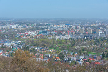 Aerial view of the polish city Cracow/Krakow.