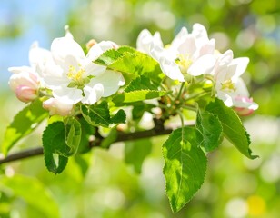 Close-up of apple blossoms in spring
