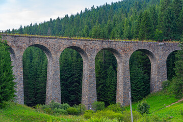Chmarossky viaduct bridge in Slovakia during a cloudy day