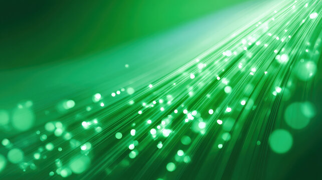 Vector green bokeh and radiant rays on smooth gradient background for technology banners and environmental data visualization - Powered by Adobe