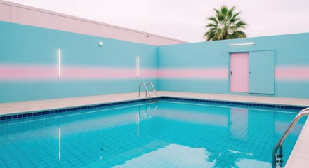 Poolside oasis, pastel hues