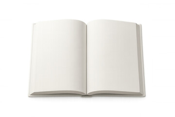 Fototapeta premium Book mockup displaying blank white pages against transparent backdrop, ideal for presenting design concepts