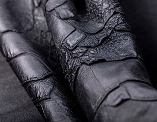 Close-up of black leather texture