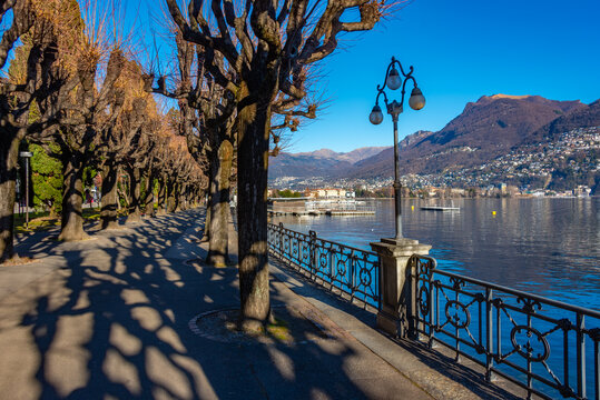 Lakeside promenade at Lugano, Switzerland