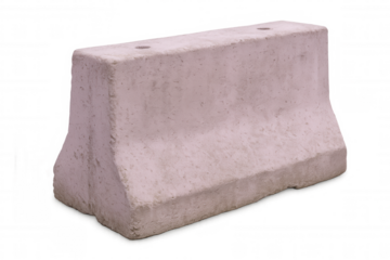 Pink concrete road barrier isolated on transparent background, providing safety and traffic control