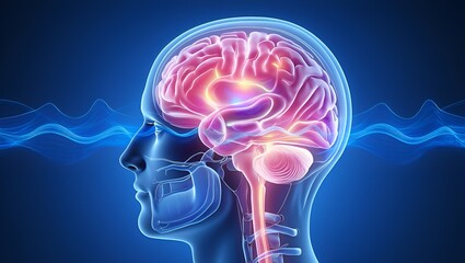 A human head with an exposed brain conveys health and the power of human intelligence.