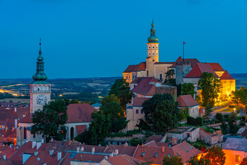 Obraz premium Sunset panorama view of Mikulov, Czech republic