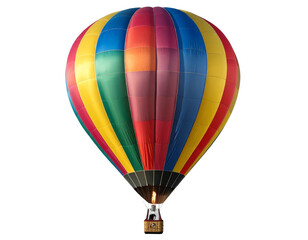  Bright Multicolored Hot Air Balloon Front View, Fully Inflated, isolated on transparent background