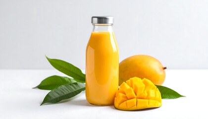 Mango smoothie in a glass bottle (1)