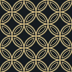 Fototapeta premium Luxury golden flower artwork with seamless circles, vintage tile ornament, botanical symmetry, abstract mandala inspiration, ideal for home décor, fabric printing, wallpapers, and high-end fashion pat
