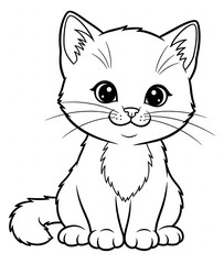 Lovely cat is playing a ball coloring page for kid to painting, lovely cat coloring page
