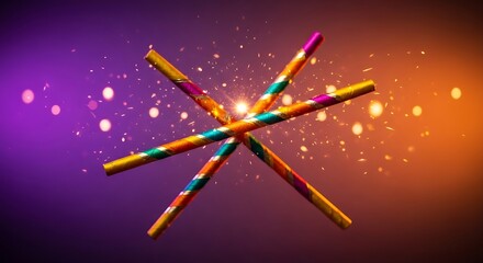 Festive and Colorful Sparkler Stick Celebration Ornament Background with Glowing Particles