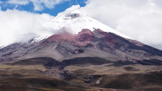 Aerial View of Cotopaxi Volcano and Andean Highlands in Ecuador