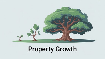 Obraz premium long term investment trend concept. Illustration of tree growth representing property development.
