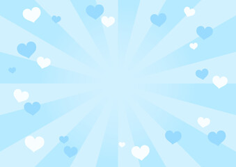 集中　ハート　サンバースト　青