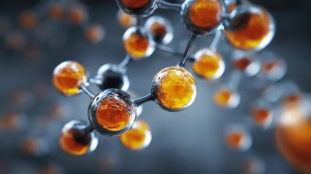 molecule or atom, Abstract structure for Science or medical background, 3d illustration, science, atom, abstract, chemistry, structure, blue, chemical, background