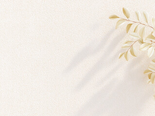 Textured wall with leaf branch shadow, great for natural and textural backgrounds in design, wallpapers, nature themed projects, or ecofriendly concepts.