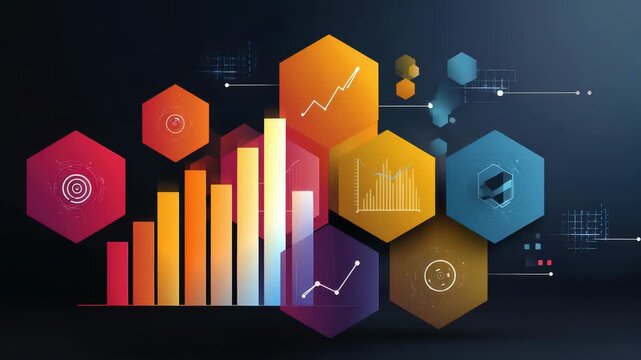 Data analysis concept 3D illustration. Icon composition with statistics on charts and diagrams at site interface. Business strategy development and targeting. Illustration for modern web design 