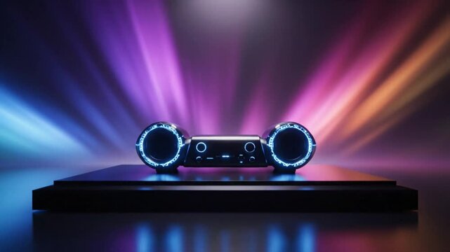 Portable Bluetooth Speaker Emitting Colorful Light Effects with Vibrant Rainbow Beams