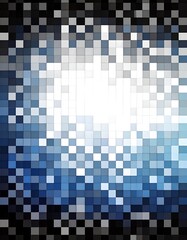 Fototapeta premium 青いグラデーショングローのピクセルモザイク