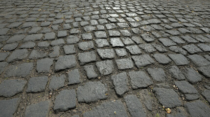 Worn gray cobblestone texture with rough edges and dirt, ideal for aged pavements and natural outdoor 3D environments