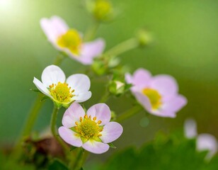 Close-up of delicate strawberry blossoms (1)
