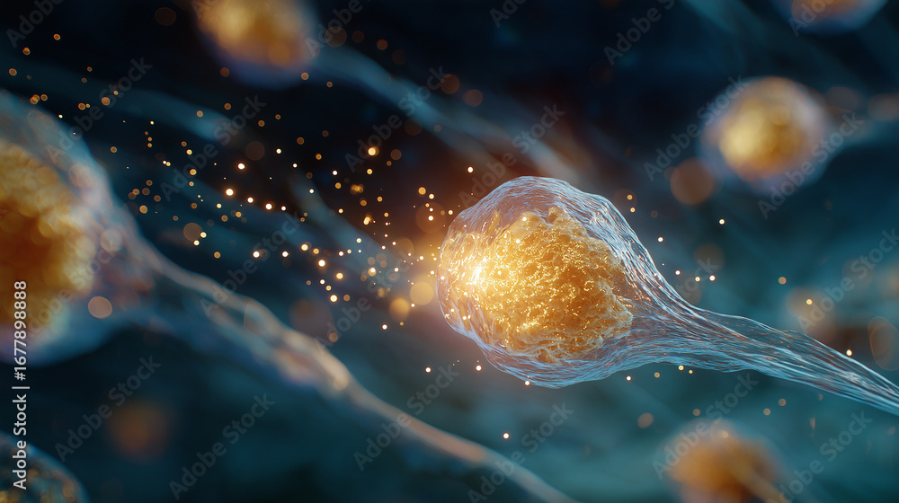 Aufkleber neurons and neural synapses: an artistic image captures the intricacies of neurons and neural synaps
