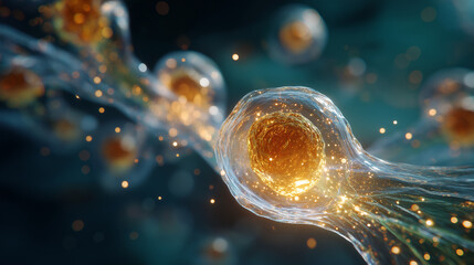 Microscopic Wonders of Cellular Structure: A striking macro photograph of a cell structure, revealing intricate details of the cellular architecture. The image is visually captivating. 