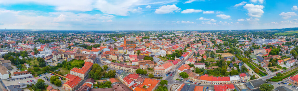 Panorama view of Polish town Tarnow during a sunny day