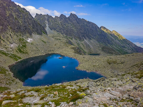 Mountain lake under Koprovsky stit mountain in Slovakia